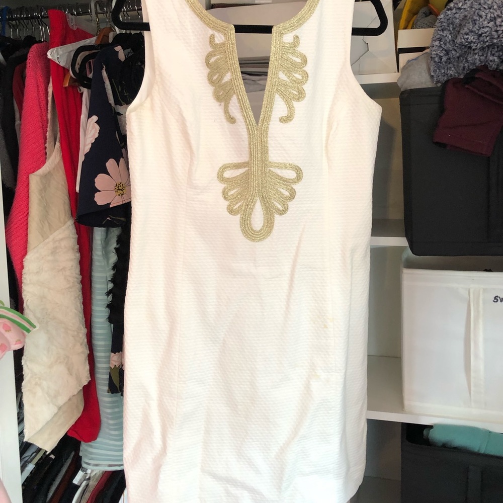 Stunning White Lilly Pulitzer Dress with gold NWOT